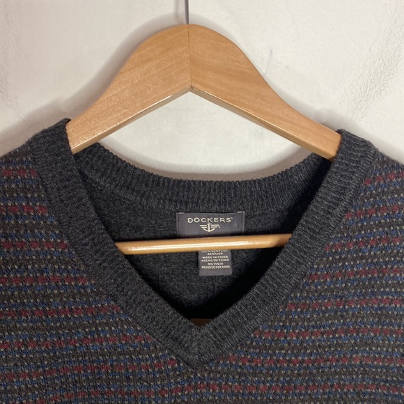 Dockers extra soft gunmetal multi patterned sweater grandpa vest size L - Picture 4 of 9